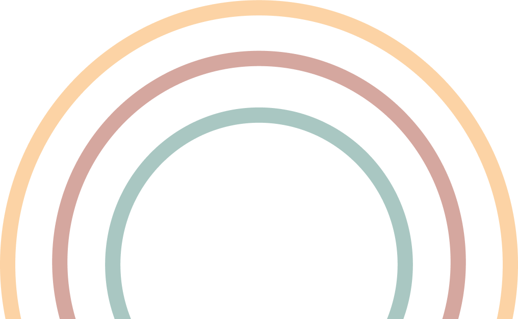 An orange, green, yellow, and blue circle on a black background.